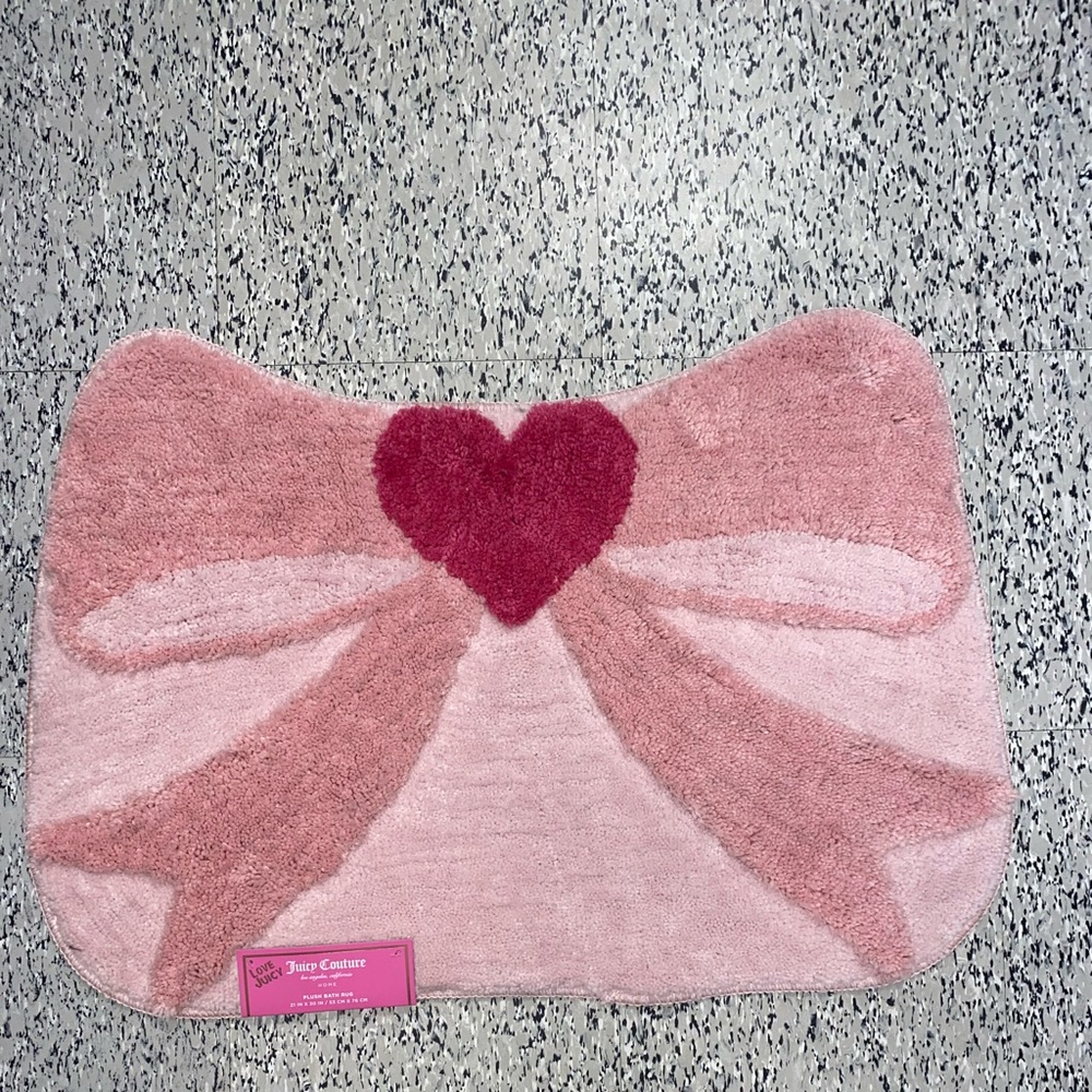 NEW!!!! Juicy Couture Pink Bow Bath Rug Plush  Mat